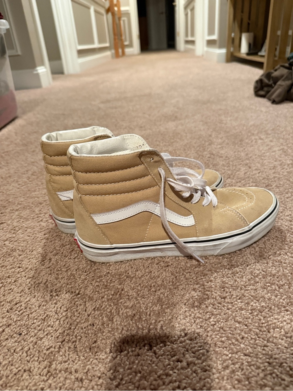 Vans Cream and Tan Suede High-Top Sneakers